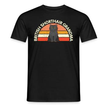 Grand-mère britannique à poil court | Cadeau maman chat - T-shirt homme - noir - Devant - AI Model Male 178 light (178cm)