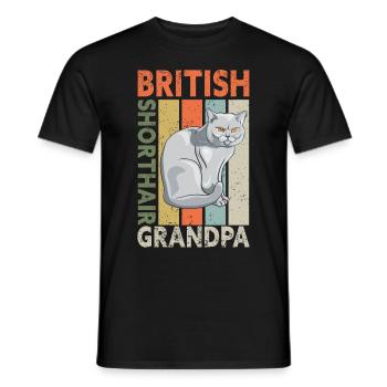 British Shorthair Grandpa Cat Papa Cadeau - T-shirt homme - noir - Devant - AI Model Male 178 light (178cm)