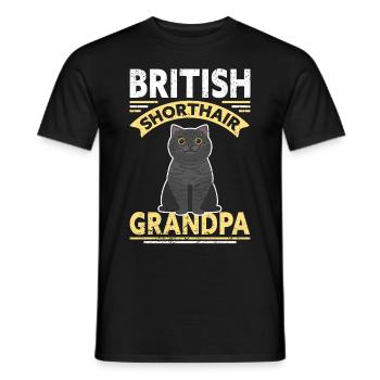 Grand-père British Shorthair | Cadeau papa chat - T-shirt homme - noir - Devant - AI Model Male 178 light (178cm)
