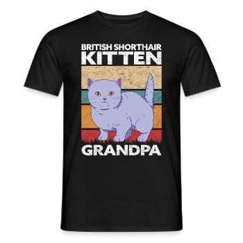 British Shorthair Grandpa Cat Kitten Cadeau - T-shirt homme - noir - Devant - AI Model Male 178 light (178cm)