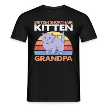 British Shorthair Grandpa Cat Cadeau - T-shirt homme - noir - Devant - AI Model Male 178 light (178cm)