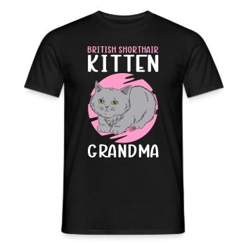 British Shorthair Grandma Cat Mom Cadeau - T-shirt homme - noir - Devant - AI Model Male 178 light (178cm)