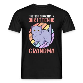 Grand-mère britannique à poil court | Cadeau maman chat - T-shirt homme - noir - Devant - AI Model Male 178 light (178cm)