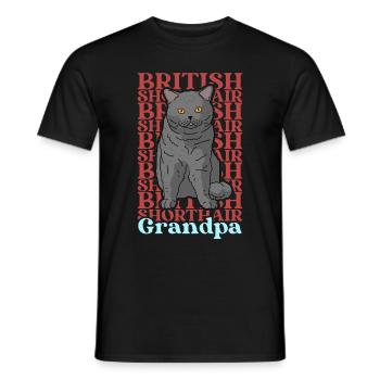British Shorthair Grandpa Cat Papa Cadeau - T-shirt homme - noir - Devant - AI Model Male 178 light (178cm)