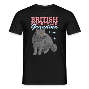 Grand-mère britannique à poil court | Cadeau maman chat - T-shirt homme - noir - Devant - AI Model Male 178 light (178cm)