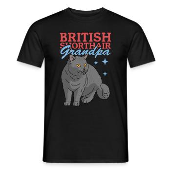 Grand-père British Shorthair | Cadeau papa chat - T-shirt homme - noir - Devant - AI Model Male 178 light (178cm)