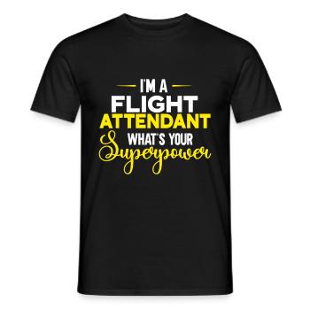 Personnel de cabine de l’hôtesse de l’air hôtesse de l’air - T-shirt homme - noir - Devant - AI Model Male 178 light (178cm)