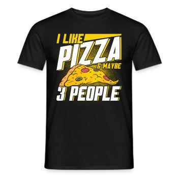 Pizza Food Pizzeria Tranche de pizza Pizza maker - T-shirt homme - noir - Devant - AI Model Male 178 light (178cm)