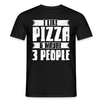 Pizza Food Pizzeria Tranche de pizza Pizza maker - T-shirt homme - noir - Devant - AI Model Male 178 light (178cm)