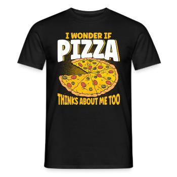 Pizza Food Pizzeria Tranche de pizza Pizza maker - T-shirt homme - noir - Devant - AI Model Male 178 light (178cm)