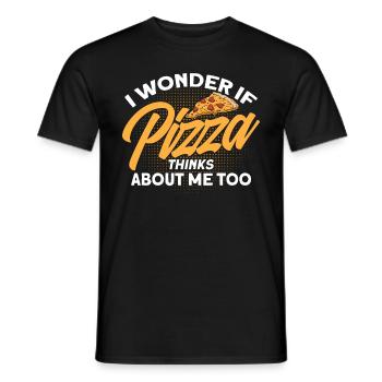 Pizza Food Pizzeria Tranche de pizza Pizza maker - T-shirt homme - noir - Devant - AI Model Male 178 light (178cm)