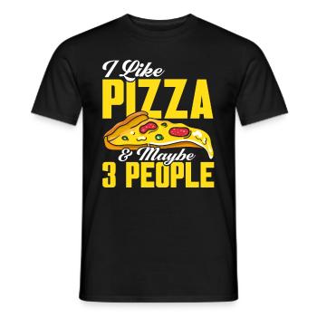 Pizza Food Pizzeria Tranche de pizza Pizza maker - T-shirt homme - noir - Devant - AI Model Male 178 light (178cm)