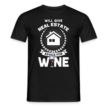 Agent immobilier Courtier Profession Immobilier - T-shirt homme - noir - Devant - AI Model Male 178 light (178cm)