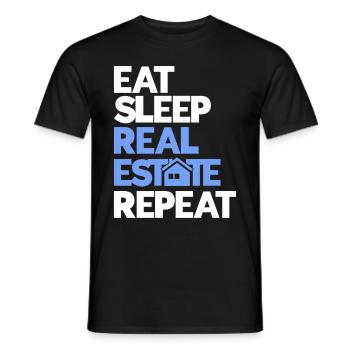 Agent immobilier Courtier Profession Immobilier - T-shirt homme - noir - Devant - AI Model Male 178 light (178cm)