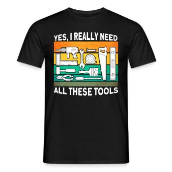 Carpenter Gift Saying Woodworking - Men's T-Shirt - black - Front - AI Model Male 178 light (178cm)