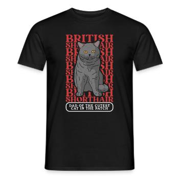 British Shorthair Papa Chats Chat Papa Cadeau - T-shirt homme - noir - Devant - AI Model Male 178 light (178cm)