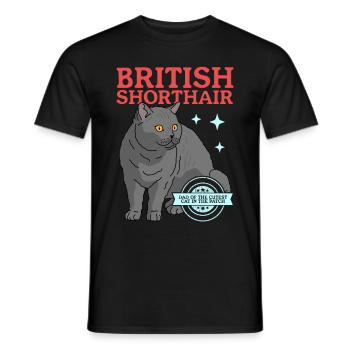 British Shorthair Papa Chat Chat Papa Cadeau - T-shirt homme - noir - Devant - AI Model Male 178 light (178cm)