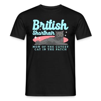 British Shorthair Mom Cat Mom Cats Cadeau - T-shirt homme - noir - Devant - AI Model Male 178 light (178cm)