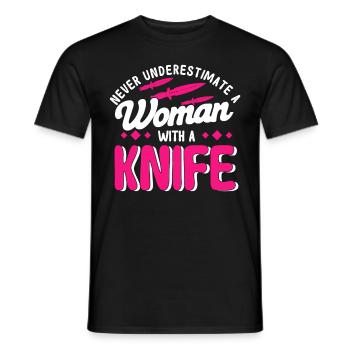 Messerwurfscheibe Geschenk Messerwerfer - Männer T-Shirt - Schwarz - Vorne - AI Model Male 178 light (178cm)