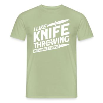 Messerwurfscheibe Geschenk Messerwerfer - Männer T-Shirt - Sage - Vorne - AI Model Male 178 light (178cm)