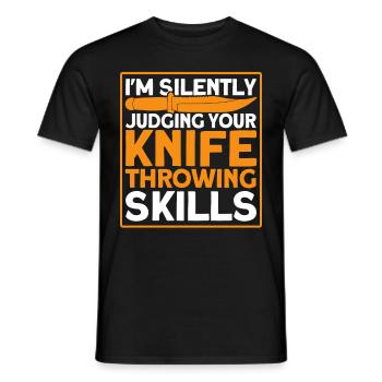 Messerwurfscheibe Geschenk Messerwerfer - Männer T-Shirt - Schwarz - Vorne - AI Model Male 178 light (178cm)