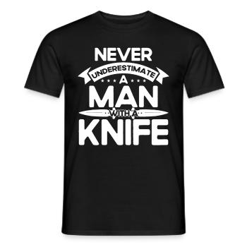 Messerwurfscheibe Geschenk Messerwerfer - Männer T-Shirt - Schwarz - Vorne - AI Model Male 178 light (178cm)