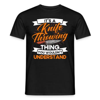 Messerwurfscheibe Geschenk Messerwerfer - Männer T-Shirt - Schwarz - Vorne - AI Model Male 178 light (178cm)