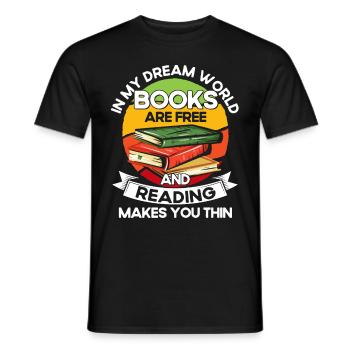 Book reading bookwork gift reading books - Men's T-Shirt - black - Front - AI Model Male 178 light (178cm)