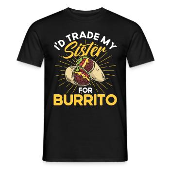 Burrito Taco Mexico Food Fan Burrito Eating - Men's T-Shirt - black - Front - AI Model Male 178 light (178cm)