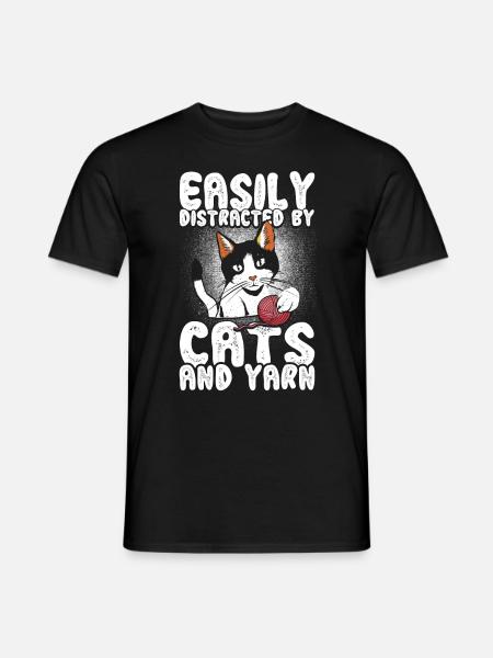 Wrinkled Crochet Yarn Needle Knitting - Men's T-Shirt - black