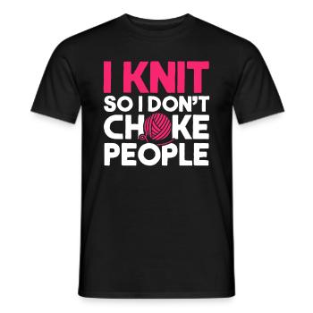 Knitter Häkelgarn Nadeln Stricken - Männer T-Shirt - Schwarz - Vorne - AI Model Male 178 light (178cm)