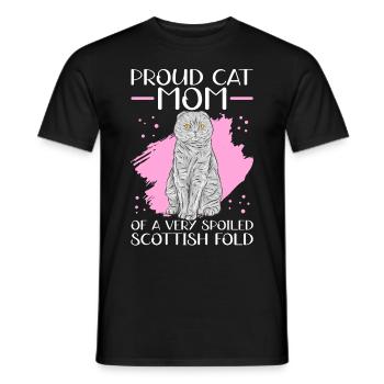 Écossais Chat à oreilles pliantes Maman Cat Maman Cadeau - T-shirt homme - noir - Devant - AI Model Male 178 light (178cm)