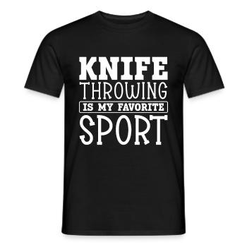 Messerwurfscheibe Geschenk Messerwerfer - Männer T-Shirt - Schwarz - Vorne - AI Model Male 178 light (178cm)