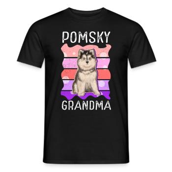 Pomsky Grandma Chiens Chien Propriétaire Cadeau - T-shirt homme - noir - Devant - AI Model Male 178 light (178cm)