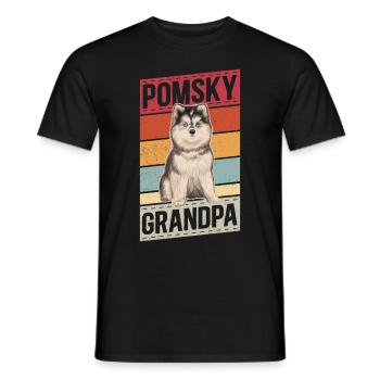 Pomsky Grandpa Dogs Dog Owner Cadeau - T-shirt homme - noir - Devant - AI Model Male 178 light (178cm)