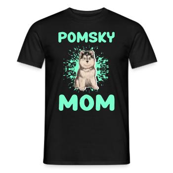 Pomsky Mom Dog Pomskies Dog Owner Gift - Men's T-Shirt - black - Front - AI Model Male 178 light (178cm)
