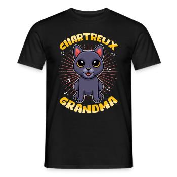Chartreux Grandma Carthusian Cat Gift - Men's T-Shirt - black - Front - AI Model Male 178 light (178cm)
