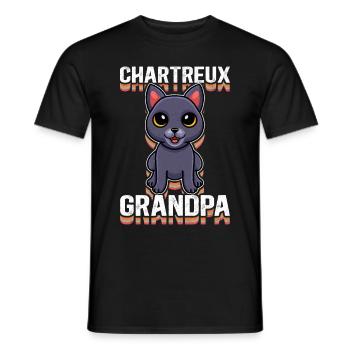 Chartreux Grandpa Carthusian Cat Gift - Men's T-Shirt - black - Front - AI Model Male 178 light (178cm)