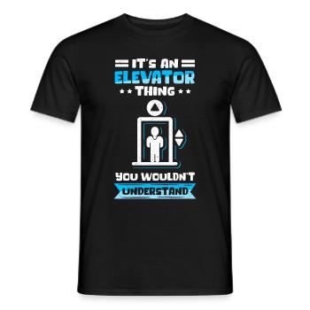 Fahrstuhl Aufzug | Aufzugsmechaniker Geschenk - Männer T-Shirt - Schwarz - Vorne - AI Model Male 178 light (178cm)