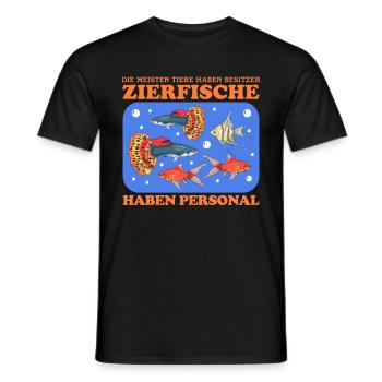 Aquarium Aquaristik Aquarianer Zierfisch Geschenk - Männer T-Shirt - Schwarz - Vorne - AI Model Male 178 light (178cm)