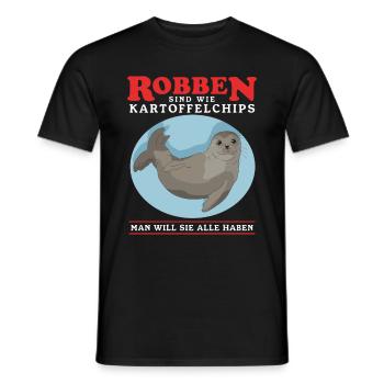 Robbe Seehund Seelöwe Kegelrobbe Robben Geschenk - Männer T-Shirt - Schwarz - Vorne - AI Model Male 178 light (178cm)