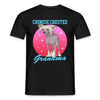 Chinese Crested Oma | Chinesischer Schopfhund - Männer T-Shirt - Schwarz - Vorne - AI Model Male 178 light (178cm)