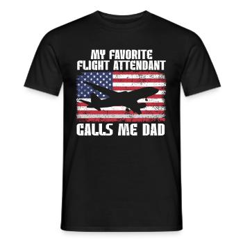 Flight Attendant Papa Stewardess Flight Attendant - Men's T-Shirt - black - Front - AI Model Male 178 light (178cm)