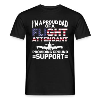 Flight Attendant Papa Stewardess Flight Attendant - Men's T-Shirt - black - Front - AI Model Male 178 light (178cm)