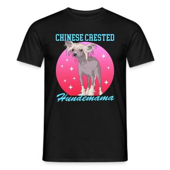 Chinese Crested Hundemama | Schopfhund Geschenk - Männer T-Shirt - Schwarz - Vorne - AI Model Male 178 light (178cm)