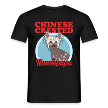Chinese Crested Hundepapa Schopfhund Dad Geschenk - Männer T-Shirt - Schwarz - Vorne - AI Model Male 178 light (178cm)