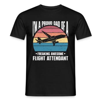 Flight Attendant Papa Stewardess Flight Attendant - Men's T-Shirt - black - Front - AI Model Male 178 light (178cm)