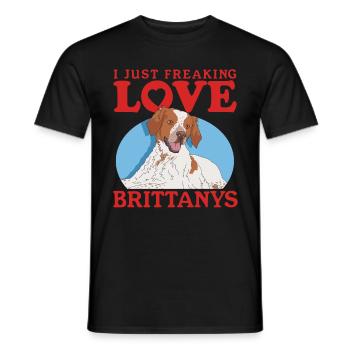 Brittany Spaniel Breton Pointing Dog Gift - Men's T-Shirt - black - Front - AI Model Male 178 light (178cm)