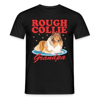 Collie Grandpa Collies Rough Collies Collie à poil long cadeau - T-shirt homme - noir - Devant - AI Model Male 178 light (178cm)