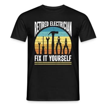 Retired Electrician Gift Electrician - Men's T-Shirt - black - Front - AI Model Male 178 light (178cm)